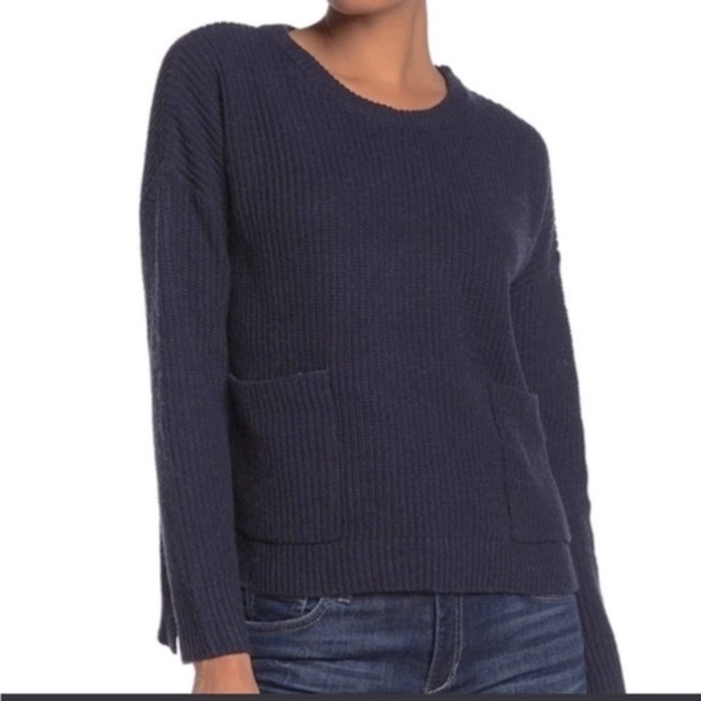 🍵🐠Melloday ribbed shaker sweater wool blend navy blue XS